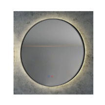 Espejo Fun Ø 80 cm con luz LED, marco negro mate