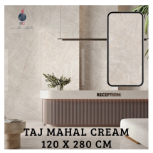 Porcelanato gran formato Taj Mahal cream pulido, 120x280 cm
