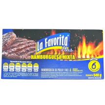 Hamburguesa mixta de res y pollo 540gr (6x90gr) LA FAVORITA