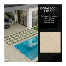 Pavimento porcelánico Coralrock cream 120x120 cm