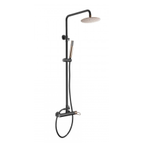 Barra de ducha extensible monomando serie Milos, negro oro rosa