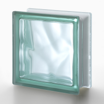 19x19x8 cm-Bloque de vidrio transparente, nuboso verde