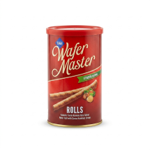 Lata de Wafer Master  Rollos con crema de chocolate y avellana