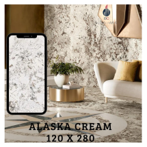 Porcelanato gran formato Alaska cream pulido, 120x280 cm