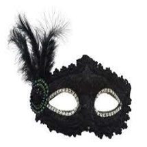 Antifaz con cinta para atar 24 cm negro y blanco