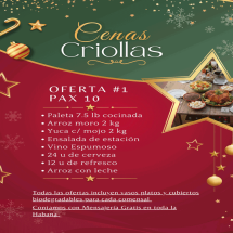 Cena para 10 comensales, Pedir con 48 horas de antelación. Solo La Habana