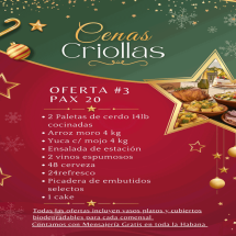 Cena para 20 comensales. Pedir con 48 horas de antelación. Solo La Habana