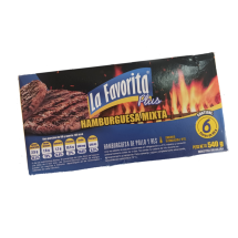 (6X90G) CAJITA HAMBURQUESAS MIXTA RES Y POLLO M.LA FAVORITA PLUS