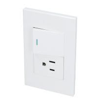 Tomacorriente simple con 1 interruptor 1/2, blanco