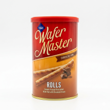 Lata de Wafer Master  Rollos con crema de chocolate  120g