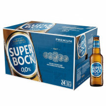 Caja de cerveza Lager sin alcohol, SUPER BOCK, 24 x 330 ml