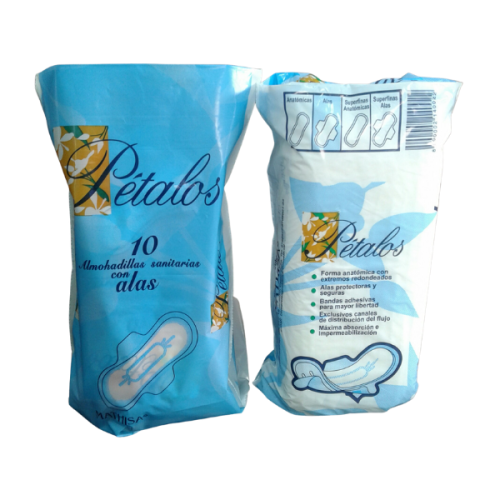 ALMOHADILLA SANITARIAS ANATOMICAS C/ALAS,10 U M/PETALOS