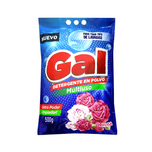 DETERGENTE EN POLVO MULTIUSO ROSA 500 GRAMOS, MARCA GAL 