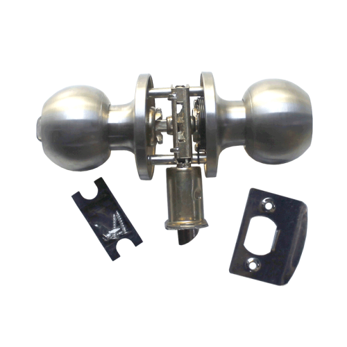 Picaporte tubular con pomo, inoxidable, con condena
