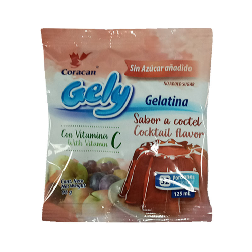 Gelatina sabor Coctel, rinde 4 Lt, 92 g 
