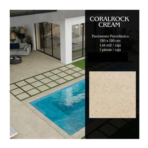 Pavimento porcelánico Coralrock cream 120x120 cm