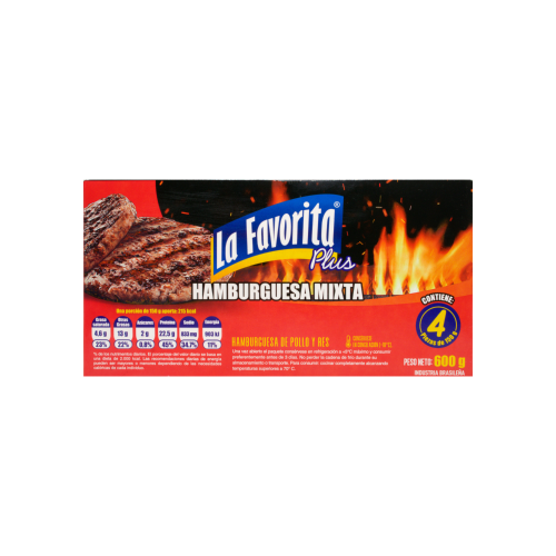 Hamburguesa mixta de res y pollo 600gr