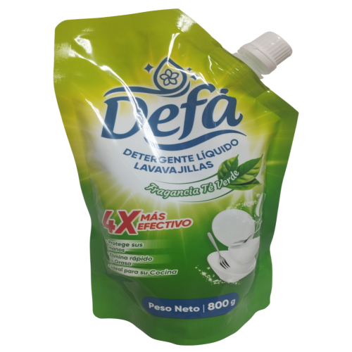 Detergente Líquido Lavavajillas, Fragancia Té Verde, Formato En Bolsas Doy Pack De 800 G, Marca: DEFÃ