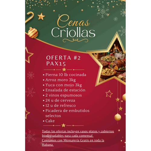 Cena para 15 comensales. Pedir con 48 horas de antelación. Solo La Habana