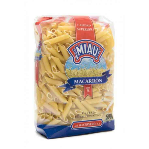 PASTAS ALIMENTICICAS MACARRON PLUMA MIAU 500g
