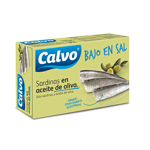 Sardina en Aceite Oliva Bajo en sal, Calvo, 120 g