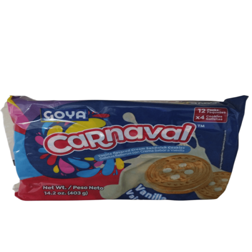GALLETAS DE VAINILLA RELLENAS CARNAVAL (12 PAQUETES X 4)  403G