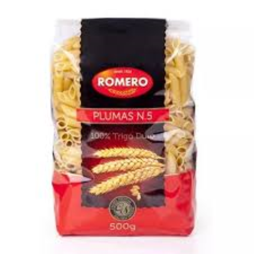 PASTA MACARRON PLUMA-5 RAYADA ROMERO 500 G