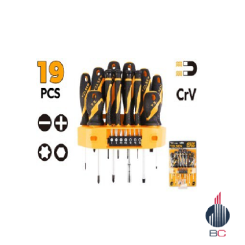 Juego de destornilladores de 19 piezas
