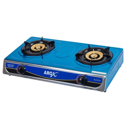 Cocina de gas de meseta, 2 hornillas, encendido electrónico y superficie de acero inoxidable, 