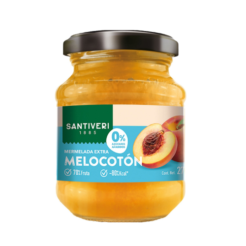 Mermelada extra melocotón 0% azúcares SANTIVERI 270 g