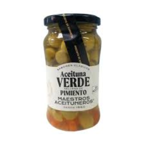ACEITUNA VERDE R/PIMIENTO UNO 345 GR MAESTROS ACEITU