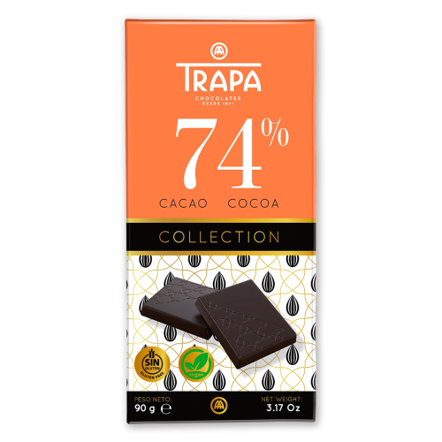 90 g-Chocolate negro 74% cacao