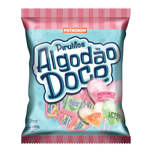 Chupa chupa planos surtidos algodón de azúcar Pietrobon 480 g ( paquete azul)