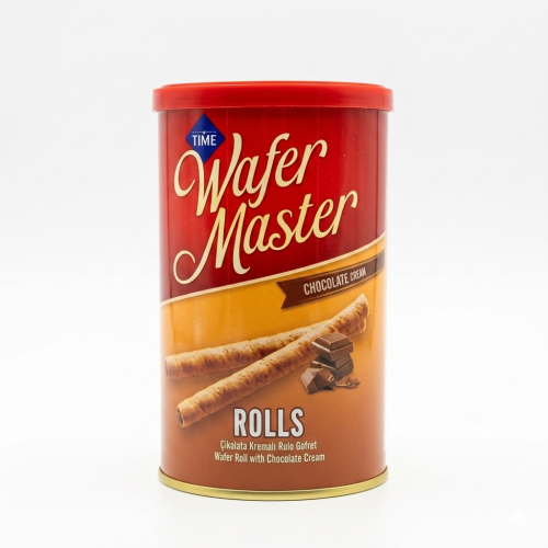 Lata de Wafer Master  Rollos con crema de chocolate  120g