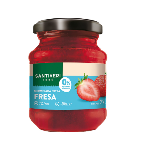 Mermelada extra fresa 0% azúcares SANTIVERI 270 g